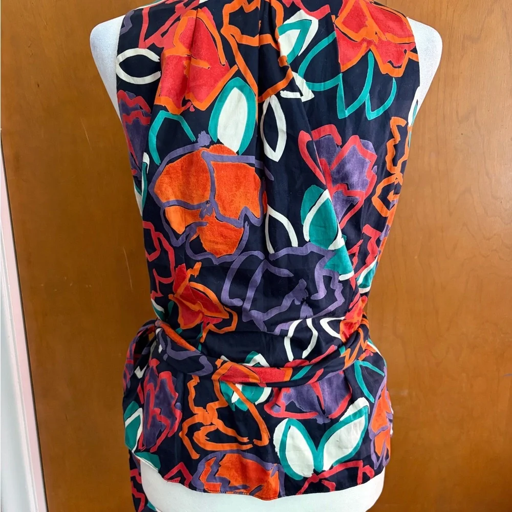 Prophecy Abstract Floral Halter Top | Multicolor Tie Waist | Size S - Picture 2 of 3